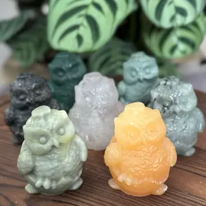 Owl Crystal Carving - Unique Decorative Figurine