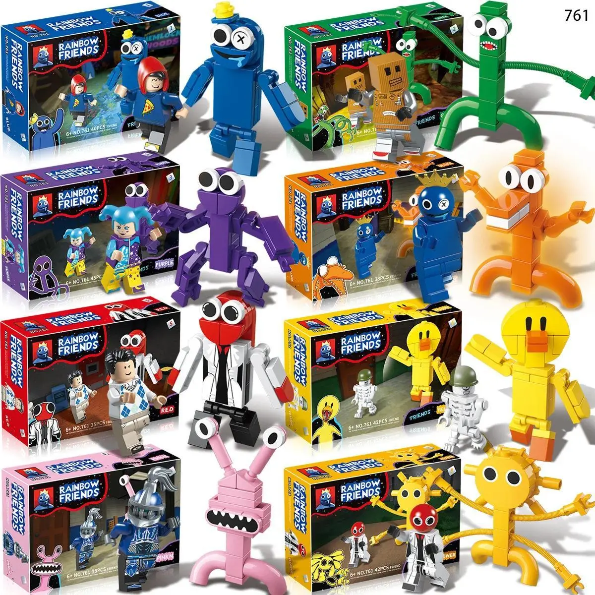 Rainbow Friends Full Set Monster Dolls & Building Blocks - Handmade Assembly Toy Ornaments, Handmade Birthday Gifts, Stress Relief Toys for Boys