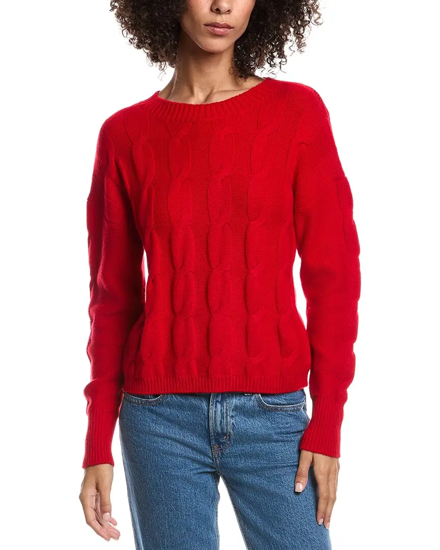 Forte Cashmere Crop Cable Wool & Cashmere-Blend Sweater