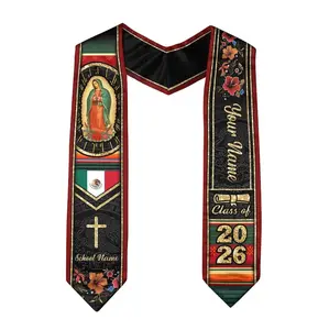 Mexican Graduation Sash Style Graduation Stole Class of 2026 Sash, Custom Graduation Gift for Student , Mixed Flag Graduation Scarf