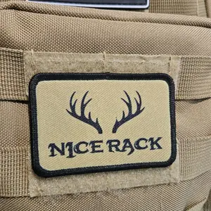 nice antler rack hunting meme cute  2"x3" morale patch with hook and loop backing