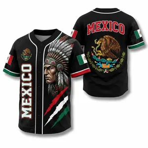 Mexican Flag Eagle Aztec Warrior Button-Up Mexico Jersey - Vintage Style Sports Fan Gift Shirt