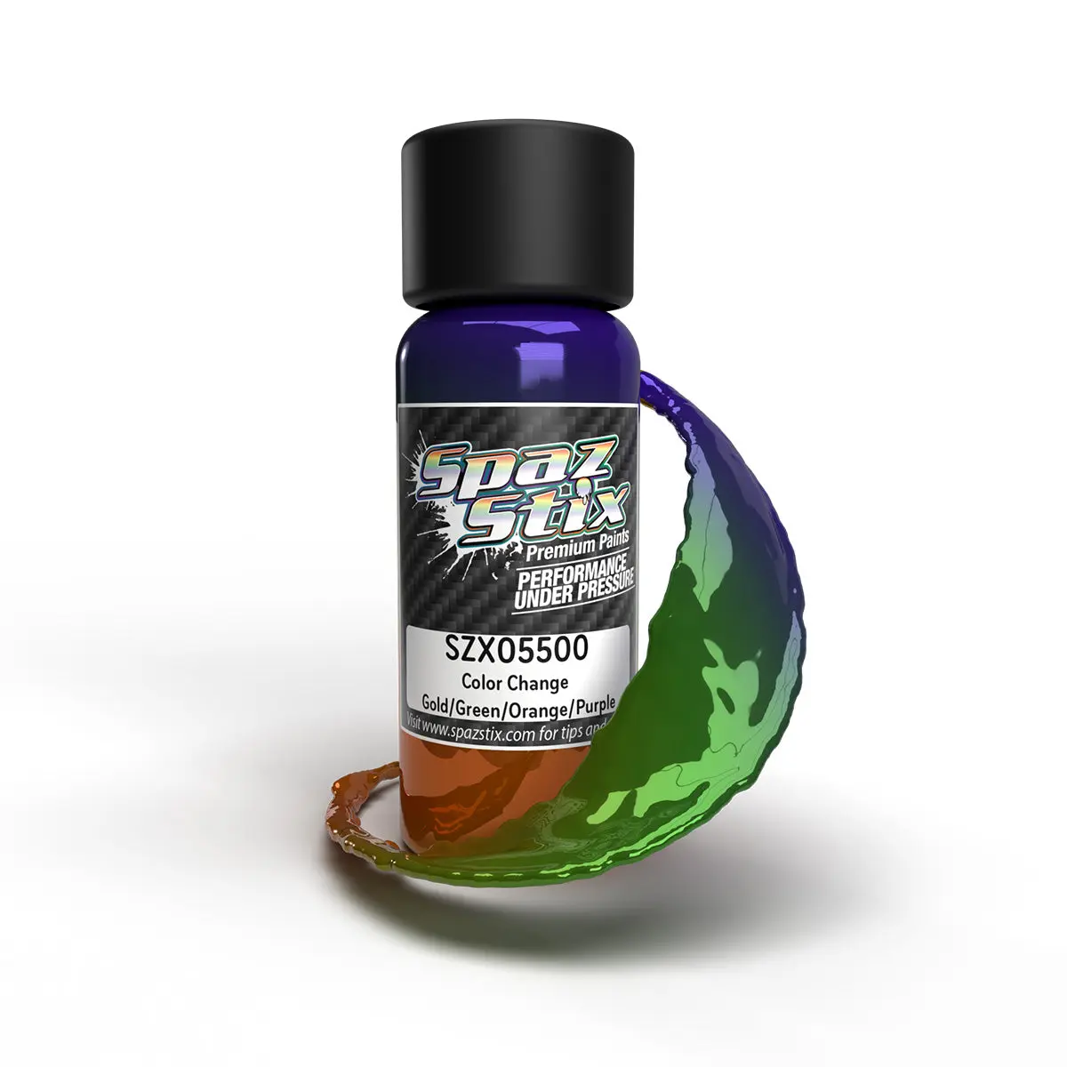 Color Change Airbrush Ready Paint, Gold/Green/Orange/Purple, 2oz Bottle
