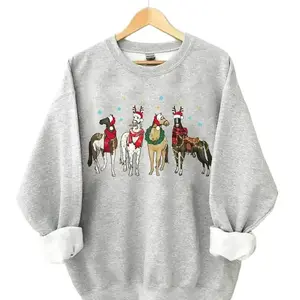Christmas Horse Sweatshirt - Unisex Short-Sleeved T-Shirt - Menswear, Cotton