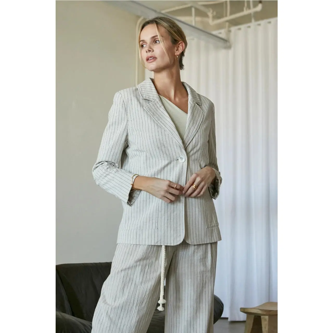 Riley Cotton Stripe Blazer