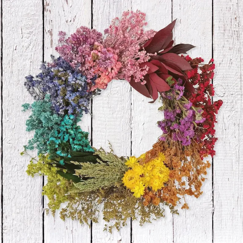 ANDALUCA Rainbow Dried Floral Wreath