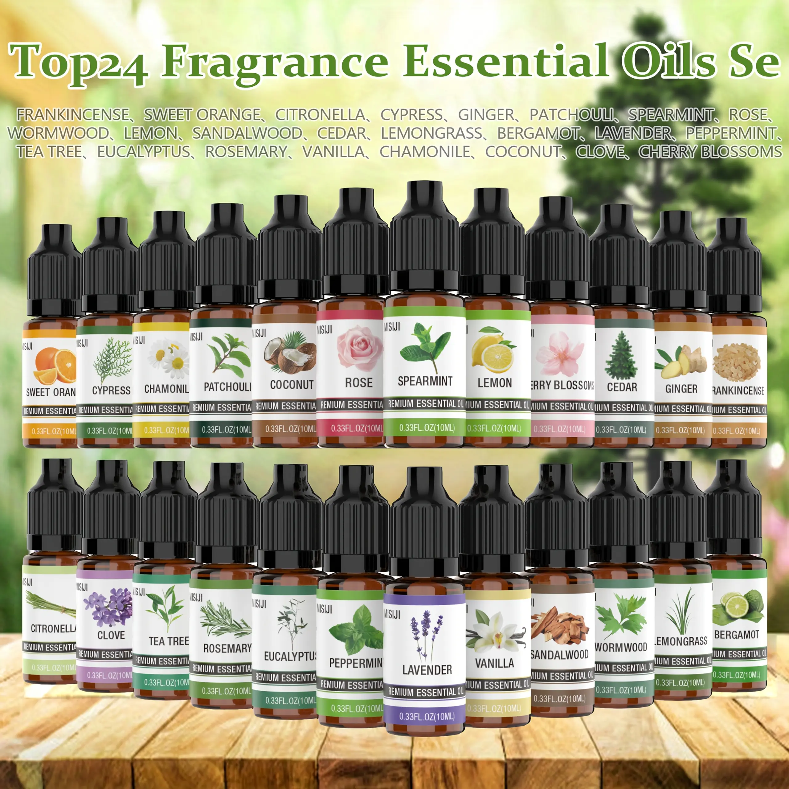24 pcs Essential Oils Set, Premium Fragrance Oils for Diffuser, Aromatherapy Scents for Home, Candle Making, Humidifier, DIY Crafts & Room Freshening, 24 x 10ml Scented Oil Gift Set