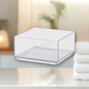 Large Plastic Organizer Tray Clear - 12.75"x8.75"x2.75", Clear, for Bathroom Kitchen, Brightroom, Sturdy