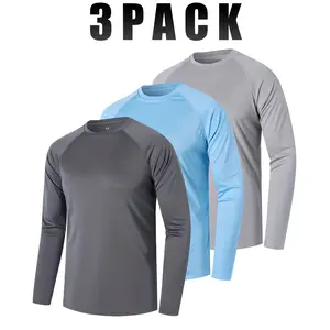3 Pack Men's UV Performance Fishing Sport Hoodie UPF 50+ Sun Protection Stretch Long Sleeve Shirt Quick Dry for Hiking Hunting Running Workout Athletic Outfit