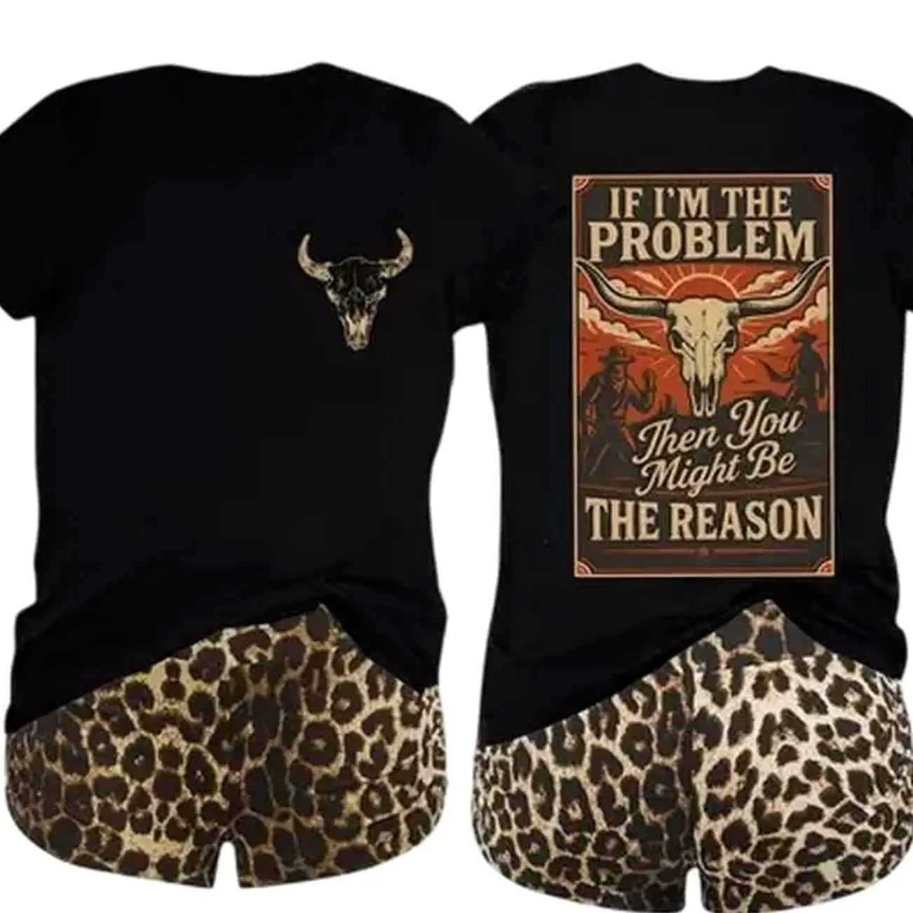 Vintage If I’m the Problem, Then You Might Be The Reason Graphic Tee, Bold Cow Skull T-Shirt, Western Cowgirl Aesthetic, Gift For Unisex, Streetwear