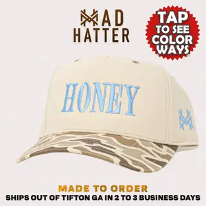 Honey MadHatter's Embroidered Snapback Adjustable (Up To A Size 8 Head) Premium Trucker Hat