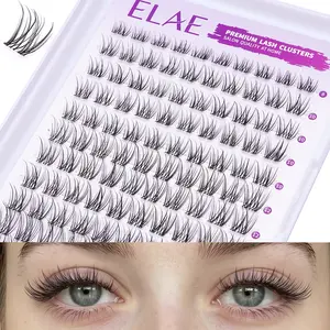 ELAE 120Pcs Wet Look Lash Clusters, 8-14mm D Curl Wispy Spiky Cosmetic Fake Eyelashes, 12 Rows Fairy Manga Eyelash Extensions, Reusable Soft Thin Band for Nature Korean Daily Eye Makeup Self-Application