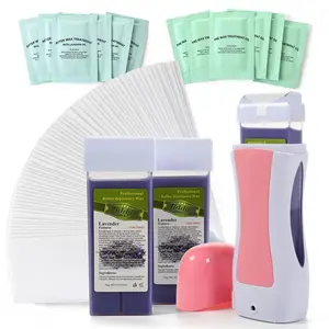 Roll on Wax Kit Wax Kit for Sensitive Skin Hair Removal Waxing Kit Wax Roller Kit for Women and Men Roll on Waxing Kit for Legs Arms Back Chest Bikini Area