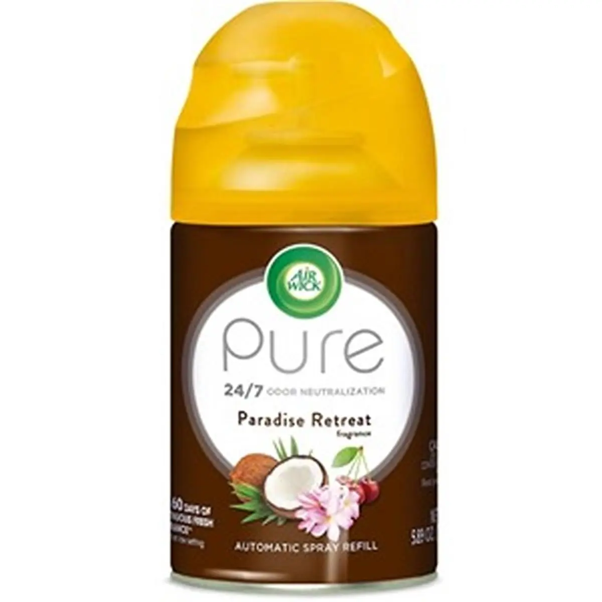 Air Wick Life Scents Paradise Retreat Scented Home Fragrance Refill Canister - 6.17 oz Coconut Cherry Tropical Fruity, Easy-Install Automatic Dispenser Refill, 0.59 lbs, 5.6"x2.6"x2.6", Fresh and Clean Indoor Room Freshener (Up to 60 Days Long-Lasting)