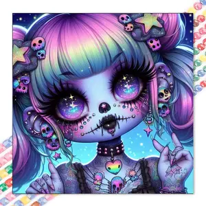 1 set of DIY diamond painting kit, 5D diamond art set, DIY decoration rainbow heart, skull, stars. Diamond painting kit with full round diamonds, mosaic, diamond art, DIY art home decoration, suitable for Christmas.