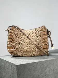 Women's Minimalist Crocodile Embossed Faux Leather Hobo Bag - Crossbody Purse with Adjustable Strap, Casual Versatile Design