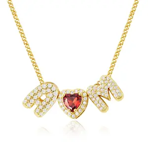 PeregrinaX Custom Letter Necklace for Women Birthstone Heart Necklace for Women Christmas Gift for Mom
