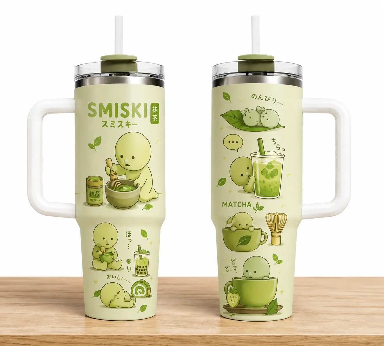 Matcha Glass Cup 40oz - Smiski Inspired | Straw – Japanese Minimalist Aesthetic Drinkware Gift for Matcha Lovers