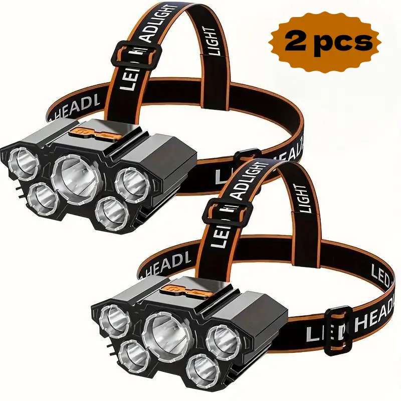 【SummerVibes】2 Pack Rechargable Headlamp, Led Head Lamp with 3 Modes, Waterproof Head Lights For Forehead, Hard Hat Light, Adjustable Head Flashlight For Adults, Bright Coast Headlamp for Outdoor Camping, Hiking, Running，Outdoor exercise