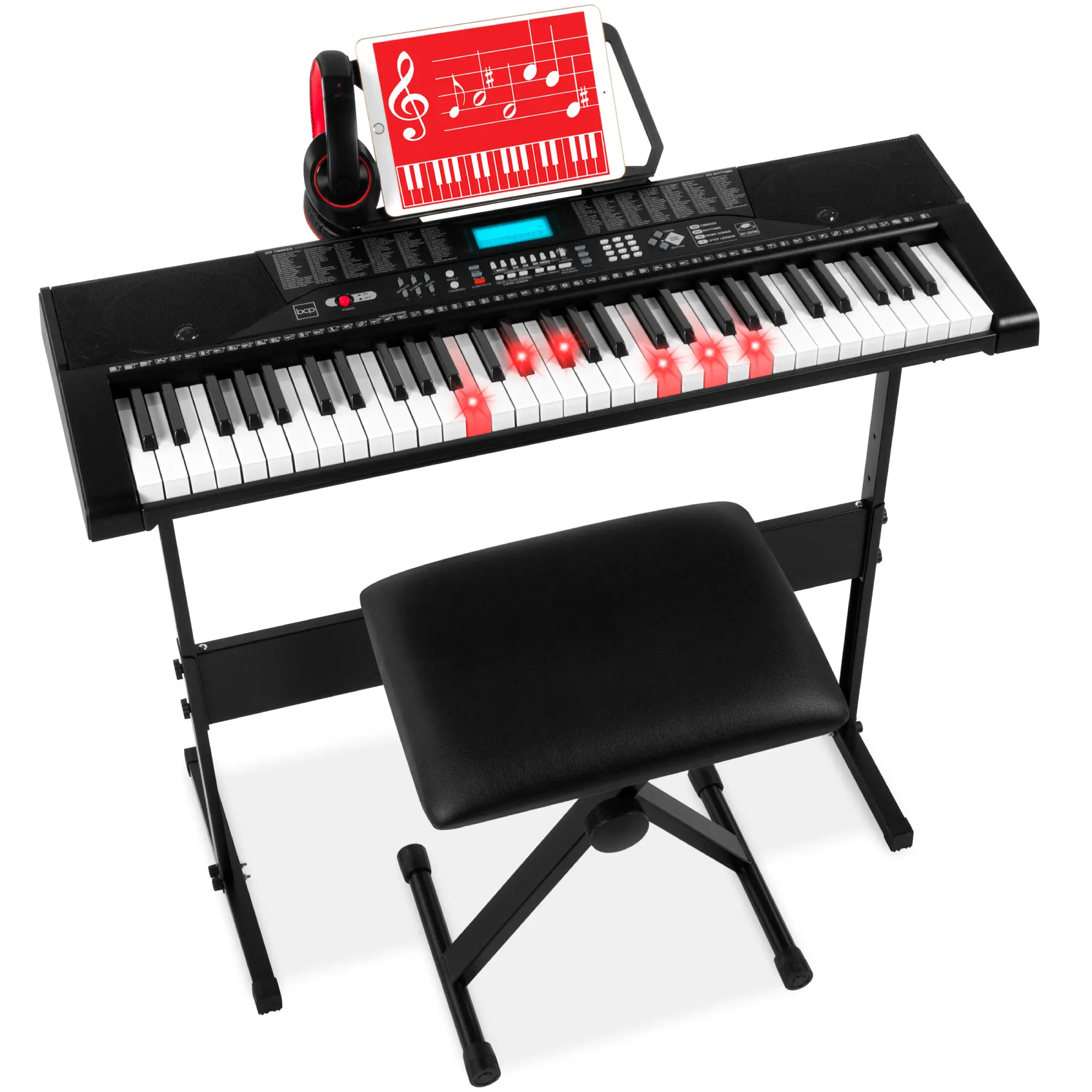 Best Choice Products 61-Key Beginners Complete Electronic Keyboard Piano Set w/ LCD Screen, Lighted Keys