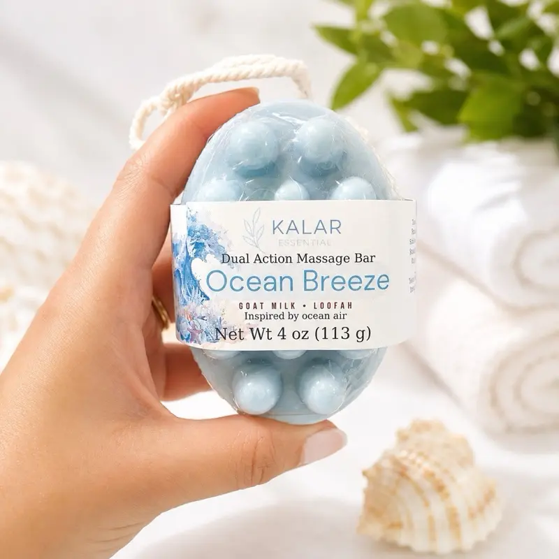 Goat Milk Exfoliating Massage Soap Bar – Ocean Breeze Loofah Soap for Soft Skin – KALAR Essential