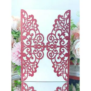 10pcs Glitter Gold Invitation Cards Personalized Greeting Card For Wedding Birthday Baptism 15th Años Quinceanera Party Decorations Supplies (No Inserts, No Envelopes) Summer Gifts Beach Back To School School Supplies Room Decor