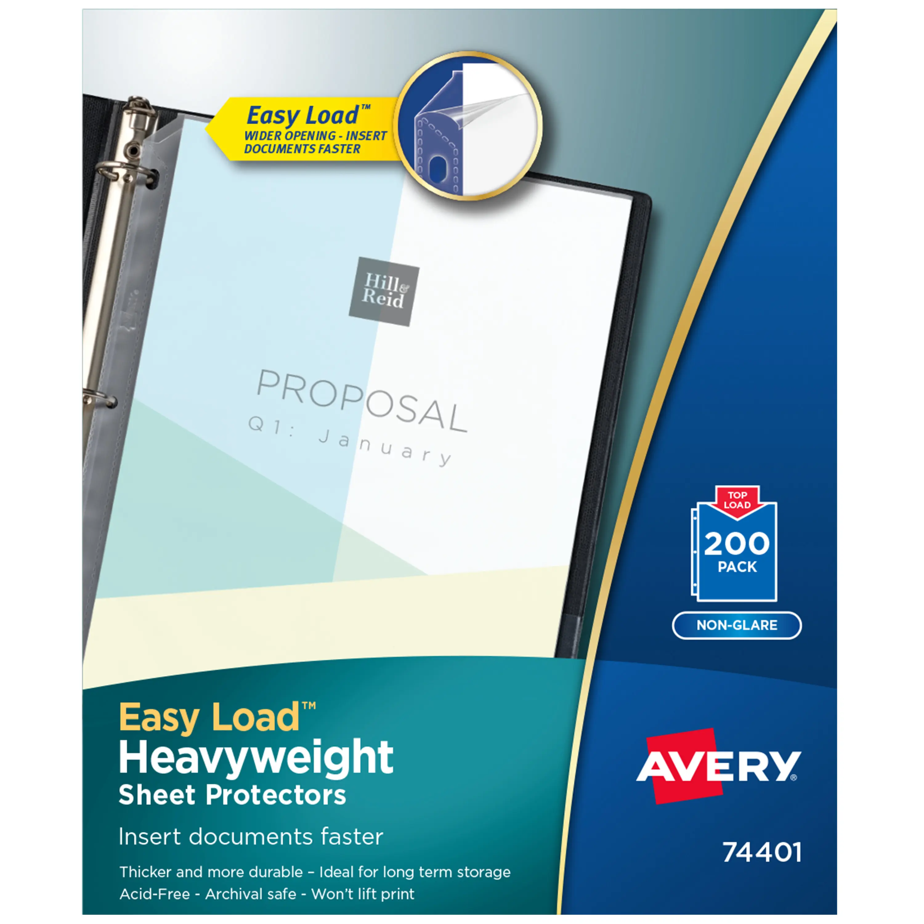 Avery Heavyweight 8.5" x 11" Sheet Protectors - Non-Glare, Easy Load, Archival Safe for Organizing Frequently Used Documents, 200 Count for Long-Term Protection (74401)