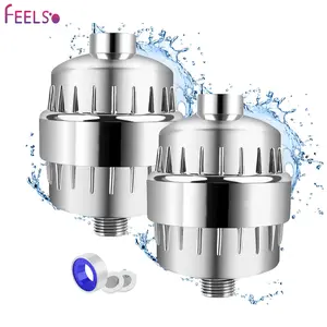 FEELSO Shower Head Filter for Hard Water - Reduces Chlorine, Fluoride, and Sediments, Activated Carbon for Dry Itchy Skin