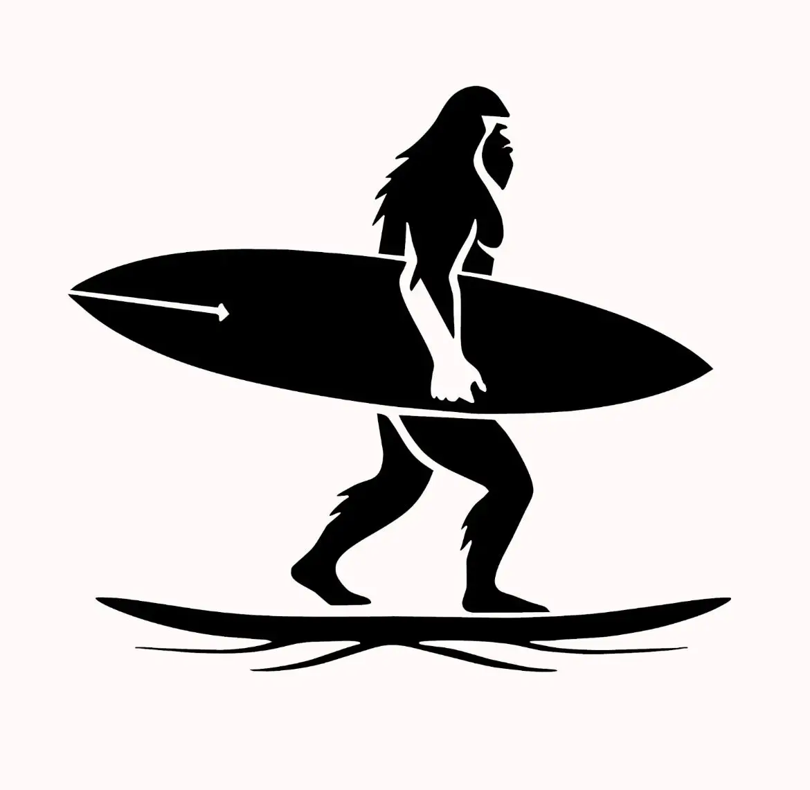 Sasquatch Surfboard Decal, Bigfoot Beach Sticker, Coastal Lifestyle Graphic