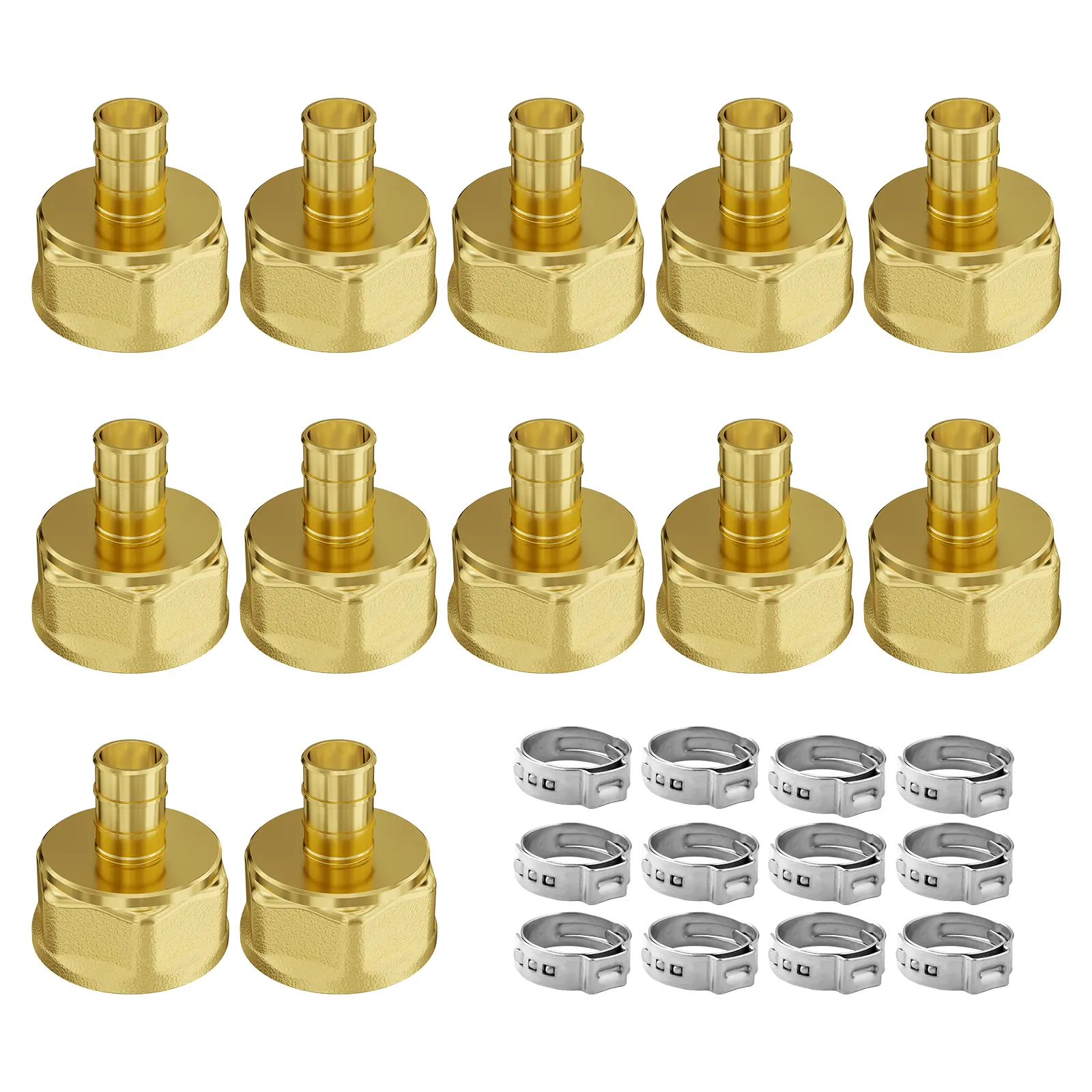 【Summerfinds】VEVOR Pipe Fittings,3/4" 12PCS Brass Pipe FittingsClamp-style 3/4 NPT Pipe Connector Brass Air FittingsHeavy Duty Plumbing Fittings NPT Adapter for Heating/Shower SystemsWater Pipes