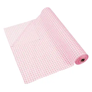 40" x 100 ft. Light Pink Gingham Plastic Tablecloth Roll