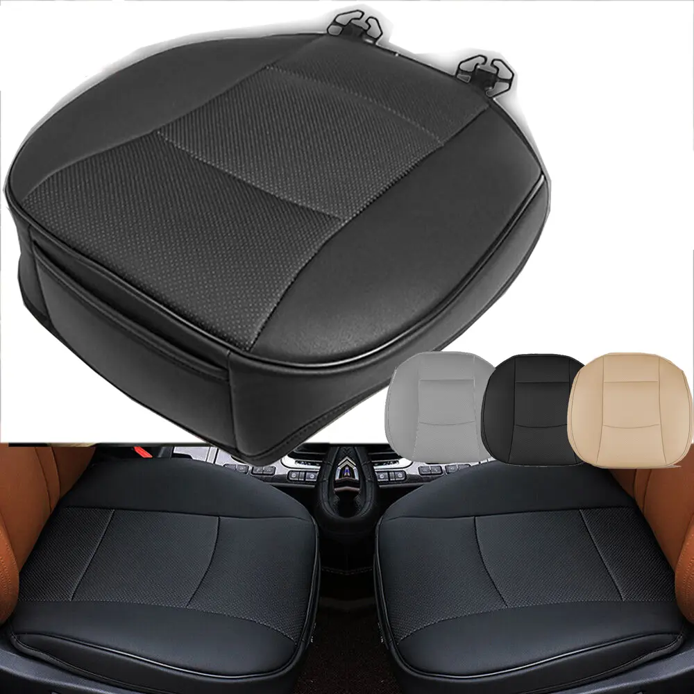 Luxury Faux Leather Car Seat Cover Front Bottom Seat Cushion Cover, Driver / Passenger Seats Pad 1PCS or Pair Anti-Slip and Wrap Around The Bottom, Fits 95% of Vehicles