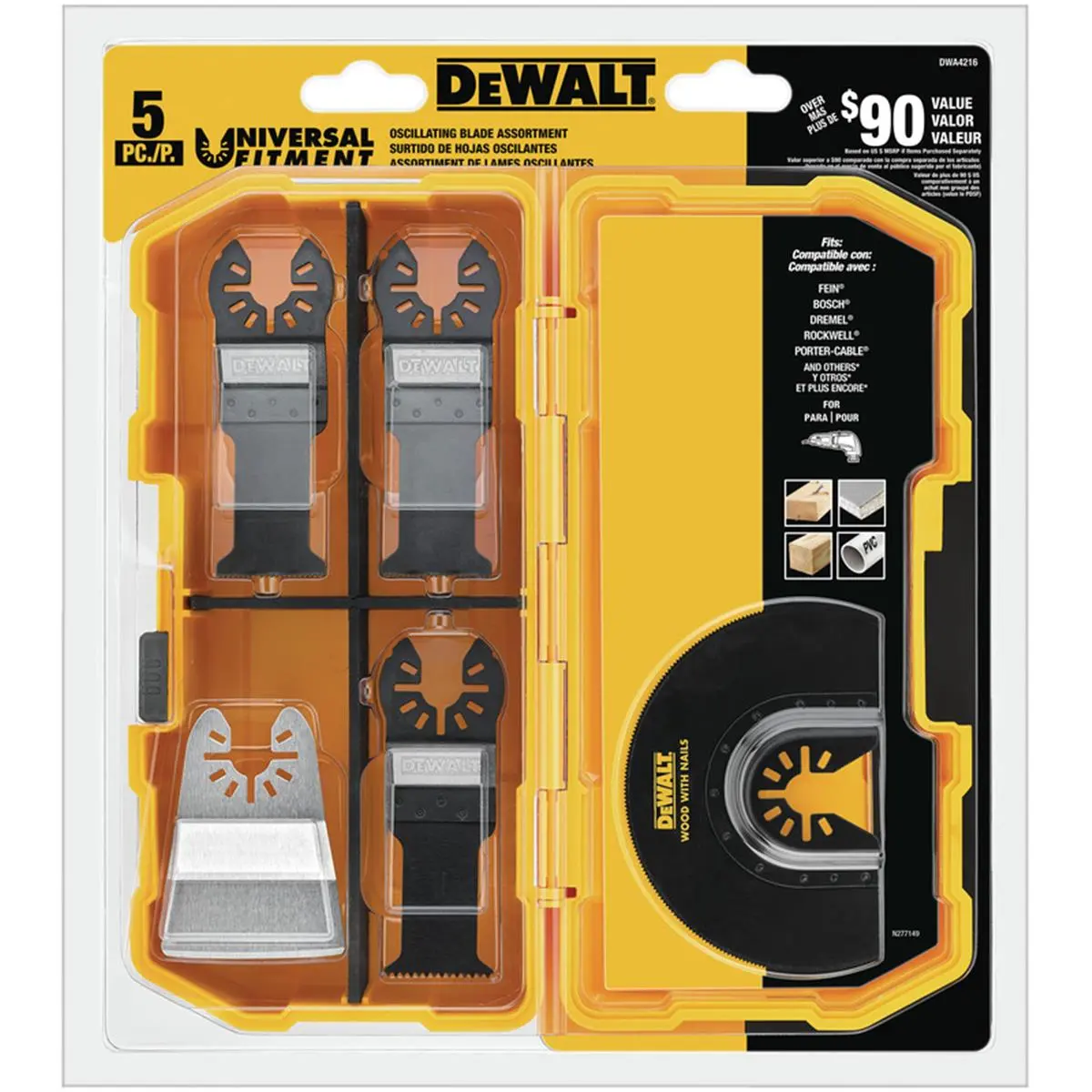 Dewalt 2004088 High Speed Steel Universal Fit Oscillating Accessory Kit - 5 Piece Cutting Tool Set, No Adapter Required