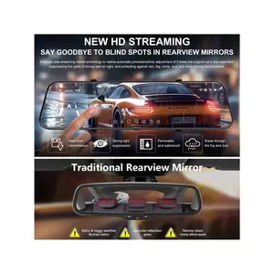 LLshop 10'' Mirror Dash Cam, Rear View Mirror Camera With 1080P Rear Camera, Dash Cam Front And Rear, Dual Dash Camera For Cars, Parking Monitoring