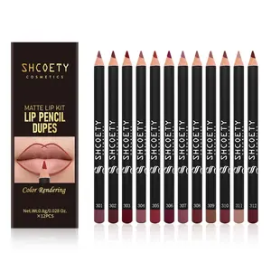 Lip Liner - 12Pcs Lip Liner Set, Long Lasting & Waterproof Lip Stain for Women, 2 in 1 Lip Liner & Eye Liner Pencil, Matte Smooth Textured & Long wearing Lipstick & Lip Pencil