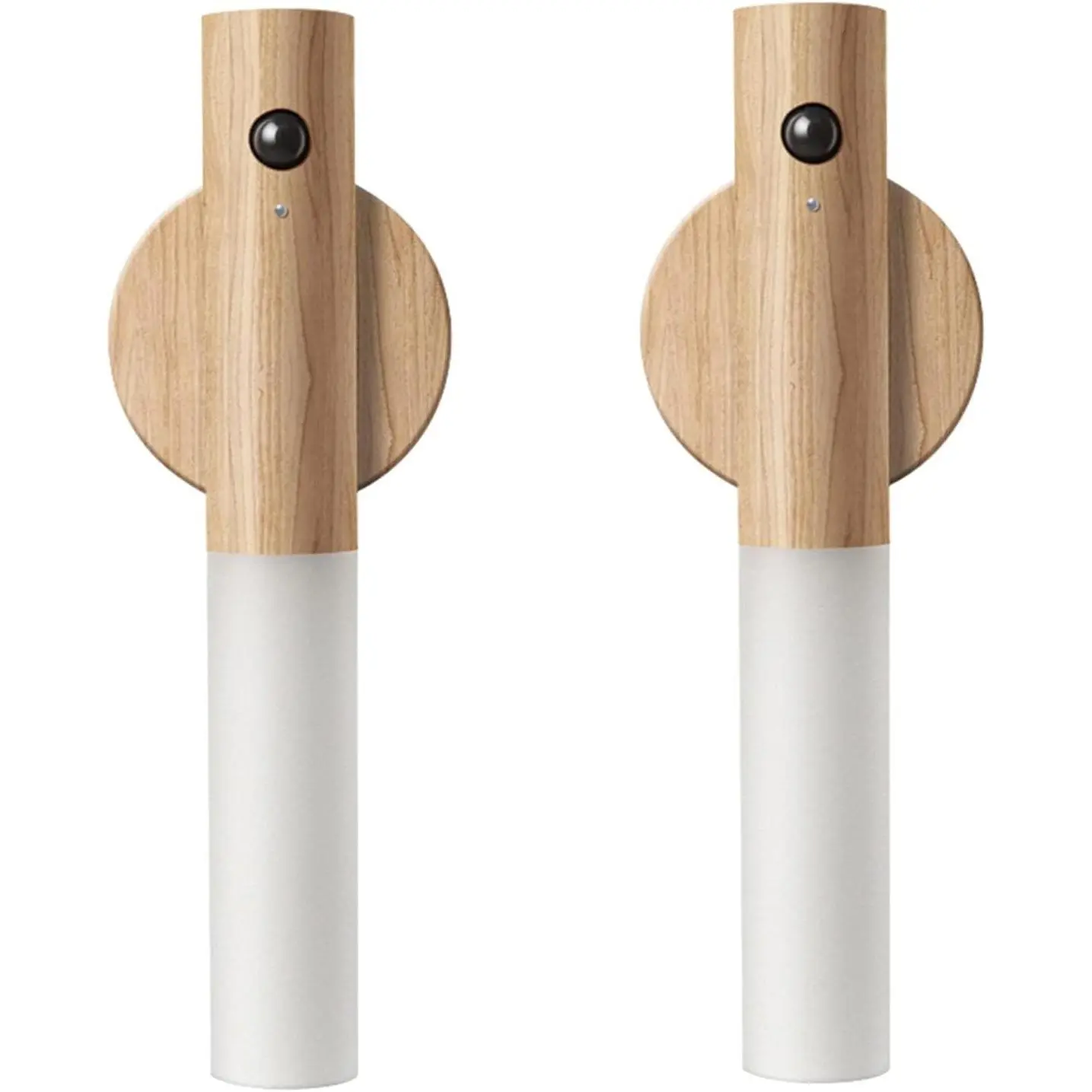 Wooden Motion Sensor Night Lights, Magnet Body Hallway Lamp, Rechargeable LED Wall Sconces, Portable for Stairway Bedroom, Battery Powered (White Ash Wood 2PC)
