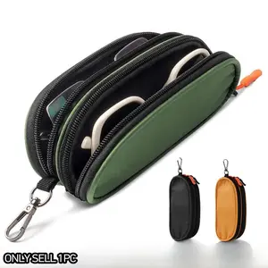 Double Layer Sunglasses Case, Waterproof Travel Bag with Metal Clip and Zipper, Durable Unisex Eyewear Storage Box for Men and Women