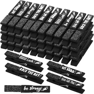 Kigeli 30 Pcs Spirit Clips Cheer Pins Cheerleader Gifts Clothes Pins for Backpacks Competition Glittered for Team Cheer Gifts Stuff Supplies Party Favors Accessories Bulk(Black,Shiny)