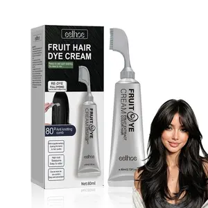 Natural Plant Extracts Unisex Hair Dye Cream, Targeted Gray Coverage, Root/Sideburns Touch-up & Full dyeing, without Blending, 2-in-1 Grey Coverage & Haircare (Black, 1 Count)