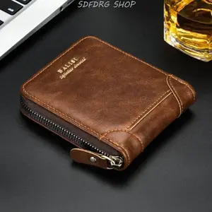 Men’s PU Leather Bifold Wallet, Slim Minimalist Zipper Wallet, Vintage Card Holder with Coin Pocket, Compact Everyday Carry Wallet for Men, Travel, Business, Gift,Birthday Gifts for Men