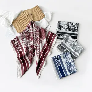 90 silk scarf twill silk thin lightweight breathable square scarf tied to the sun scarf