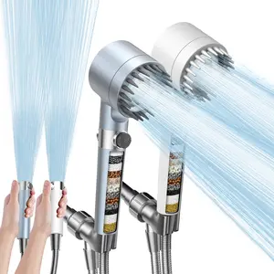 FEELSO Filtered Shower Head with Handheld, High Pressure 4 Mode Showerhead with Filters,detachable shower head,Water Softener Filters Beads for Hard Water -Remove Chlorine