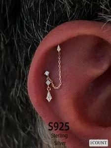 925 Sterling Silver Fashion Earrings, Rhinestone Decor Earrings for Women & Girls, Trendy All-match & Exquisite Jewelry for Birthday Gift, Stud Earrings Jewelry, Ear Studs