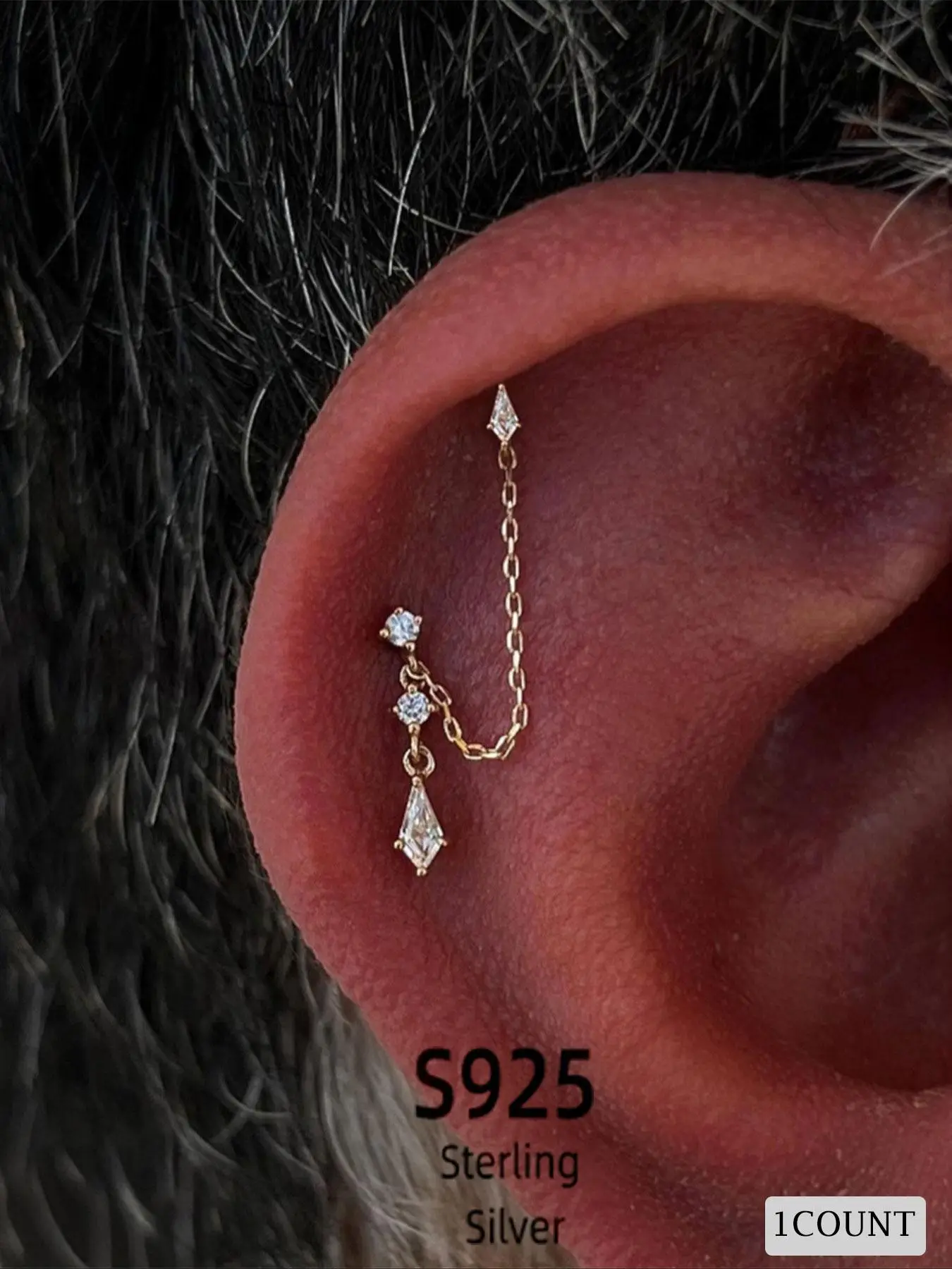 925 Sterling Silver Fashion Earrings, Rhinestone Decor Earrings for Women & Girls, Trendy All-match & Exquisite Jewelry for Birthday Gift