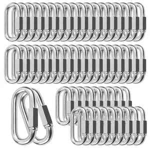 50Pcs 1/4" Quick Links Chain Connector 620lbs Capacity Heavy Duty Galvanized Thread Screw Lock Oval Locking Carabiner for Safety Chain Swing Gym Hammock Hardware