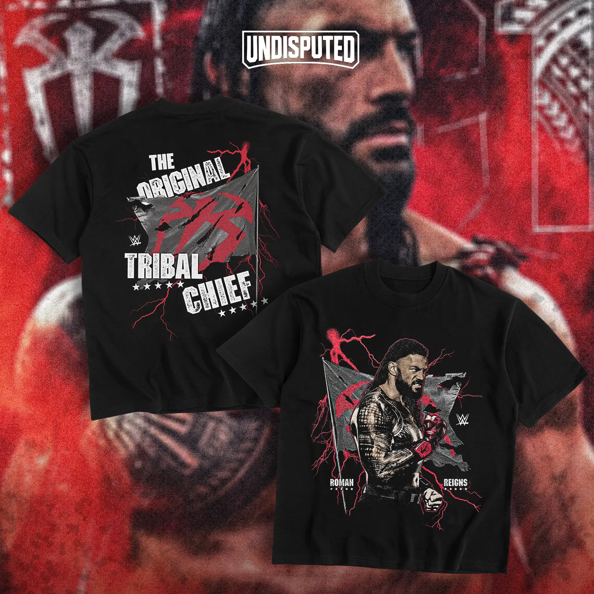 UNDISPUTED Roman Reigns The Tribal Chief Heavy Cotton Shirt WWE Tshirt Wrestling Fan Hoodie Apparel Menswear Direct-to-garment Breathable Printing