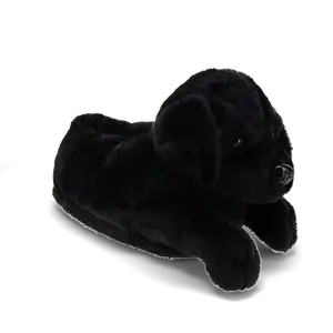 Black Lab Plush Animal Slippers for Men & Women - Soft Fluffy Flipflop with Non-Slip Sole & Memory Foam Footbed - Perfect Gift for Dog Lovers
