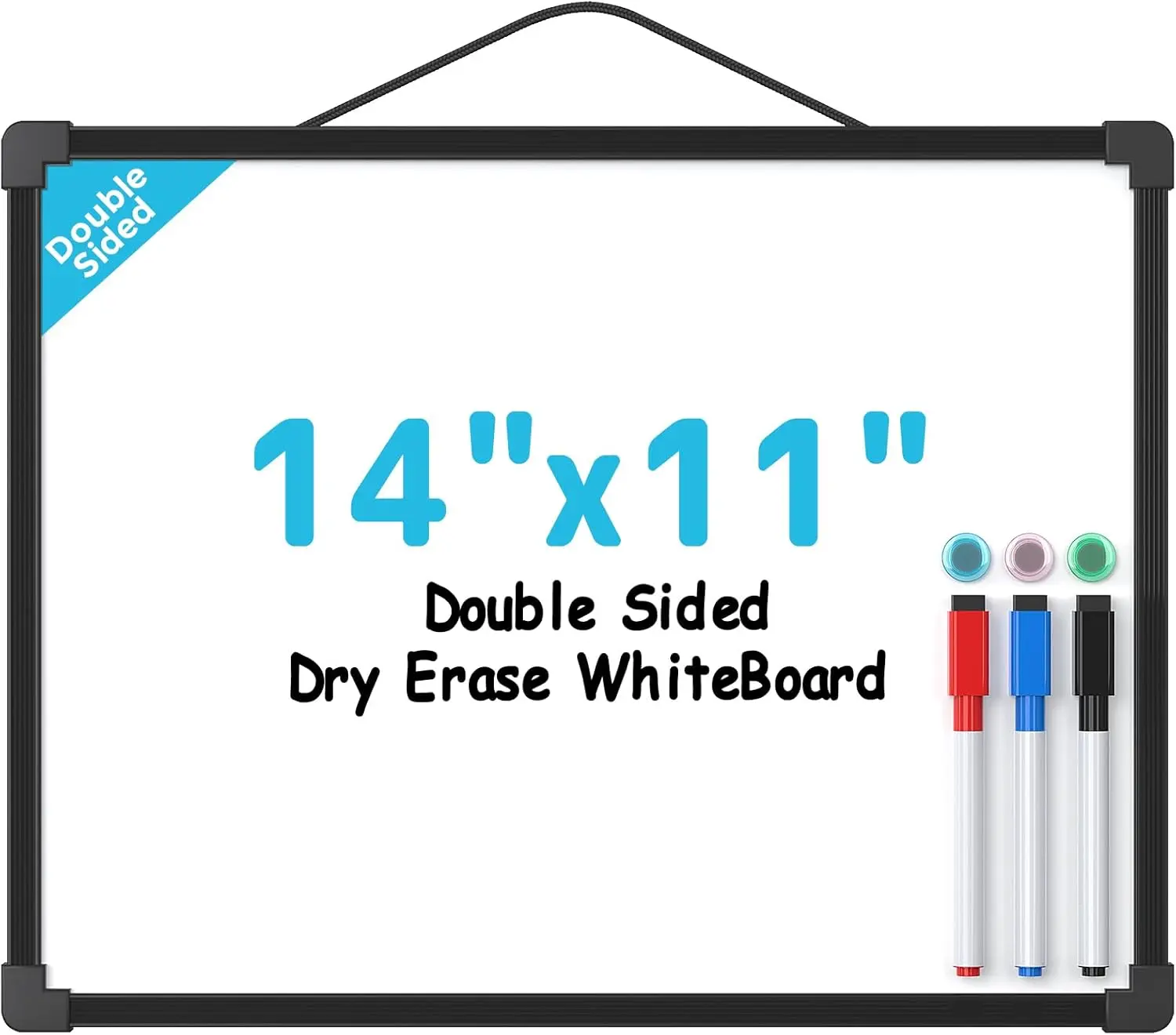 MaxGear Magnetic Dry Erase Board Kit, 14x11in Plastic Whiteboard with Scratch-Resistant Surface for Students, Double Sided for Daily Planning & Home Office
