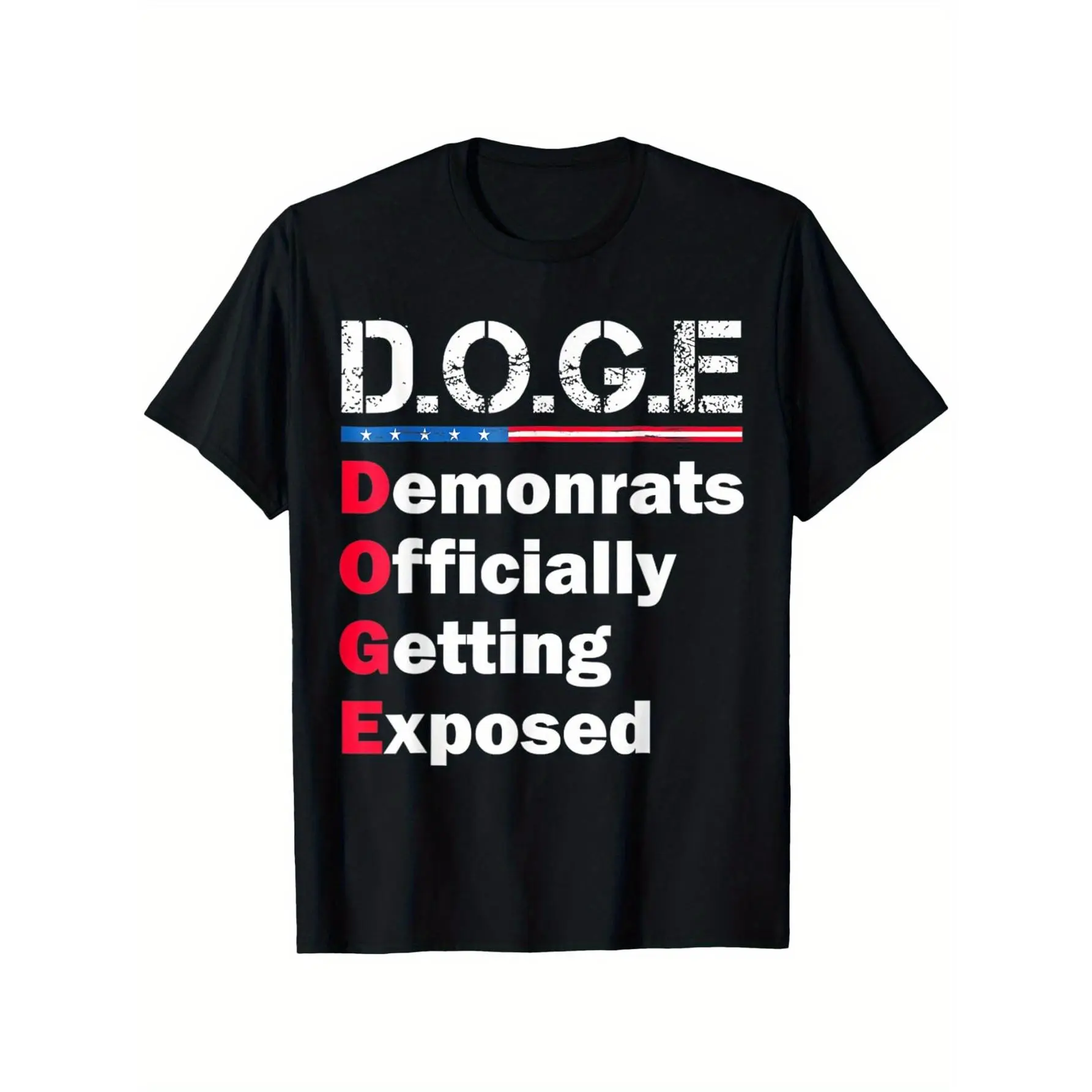 1pc Doge Democrats Officially Getting Exposed Graphic T-Shirt - Soft 100% Cotton Casual Round Neck Tee for Men & Women - Patriotic American Flag Design, Regular Fit, Machine Washable