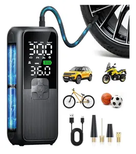 Tire Inflator Portable Air Compressor, T05 Air Pump for Car, Motorcycle, Bike, Balls with Tires Pressure Gauge, 150PSI Air Compressor Portable, Tires Pump with LED Light & Auto Shut-Off